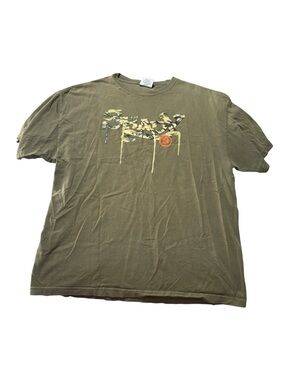 Shady size large Olive Green Graphic Men’s T-Shirt - Camouflage Print trap y2k
